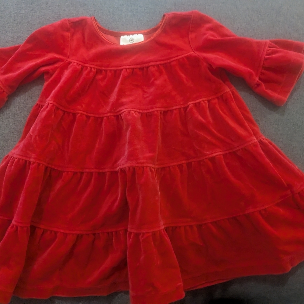 Hanna Andersson Red Tiered Velvet Dress